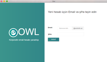 Owl tətbiqində nümunəvi korporativ email hesabının yaradılışı